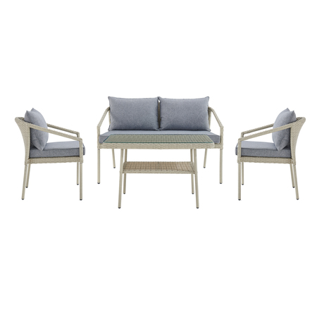 ALATERRE FURNITURE Windham All-Weather Wicker Outdoor Conversation Set, Color: Light Gray AWWA010204AA